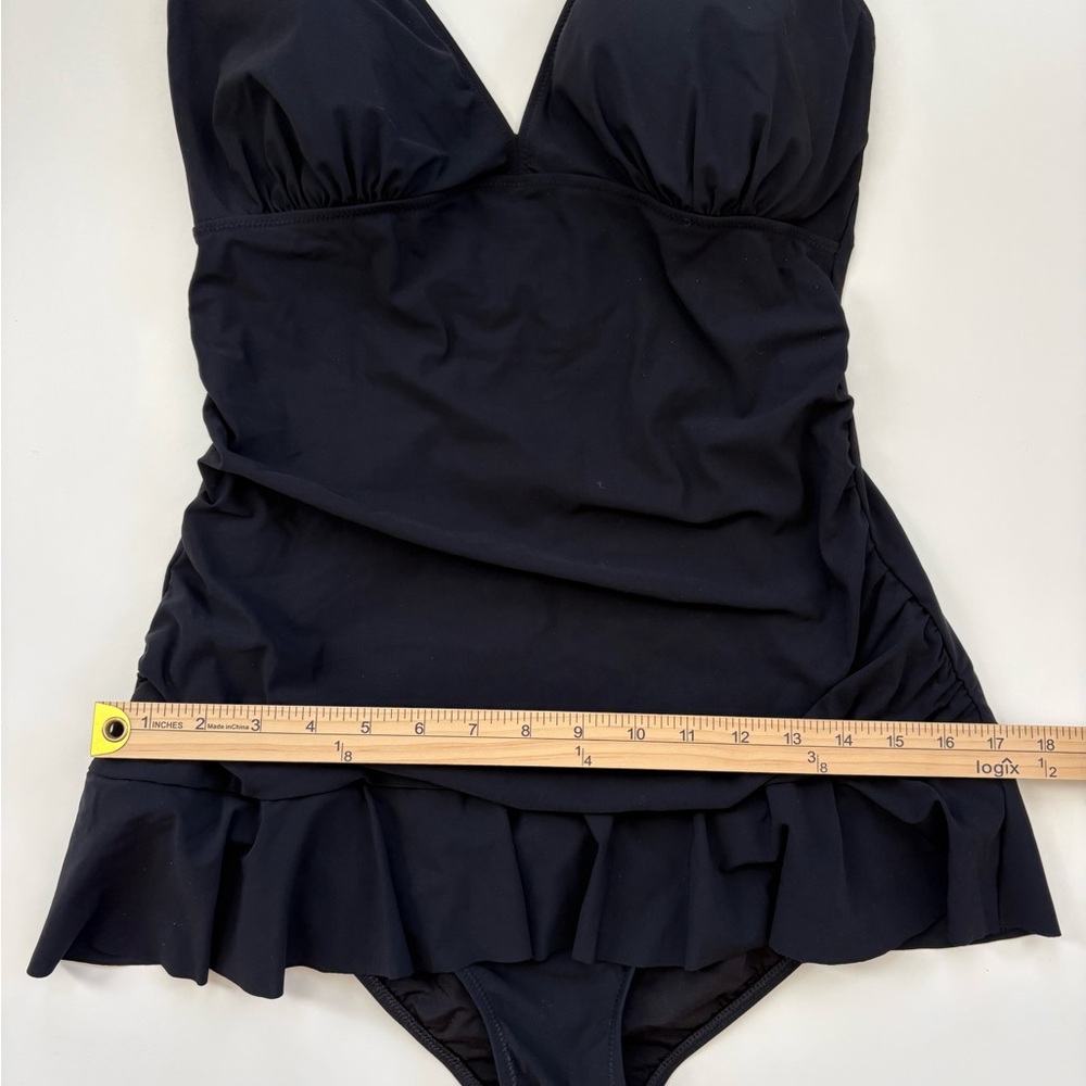 Profile By Gottex Black Ruffle Swimsuit One-Piece Slimming Classic 14D - Picture 3 of 8